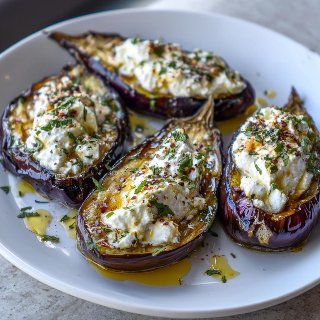 Aubergines Farcies au Fromage de Chèvre et au Miel - detail 1