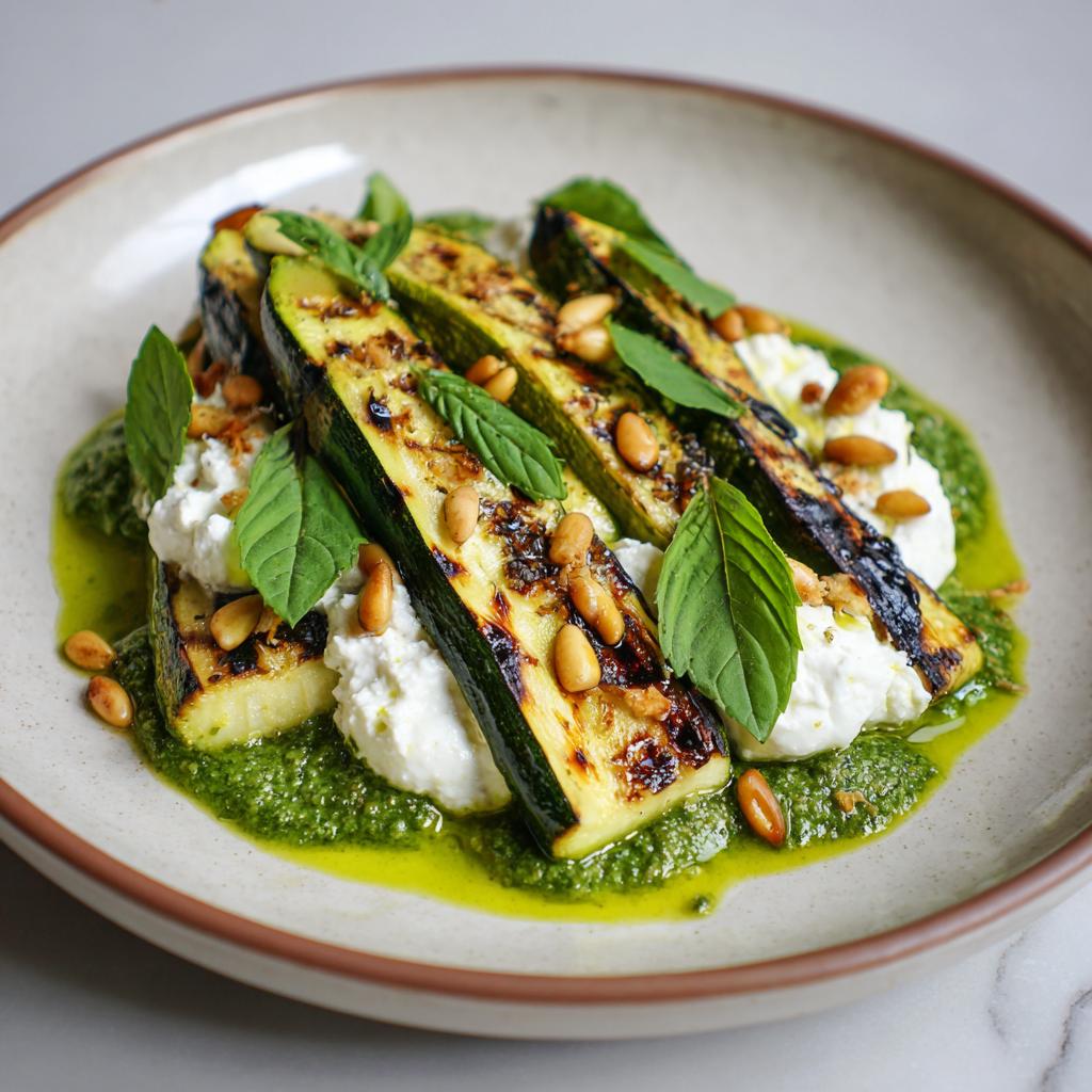 Courgettes Grillées avec Stracciatella et Pesto - detail 1