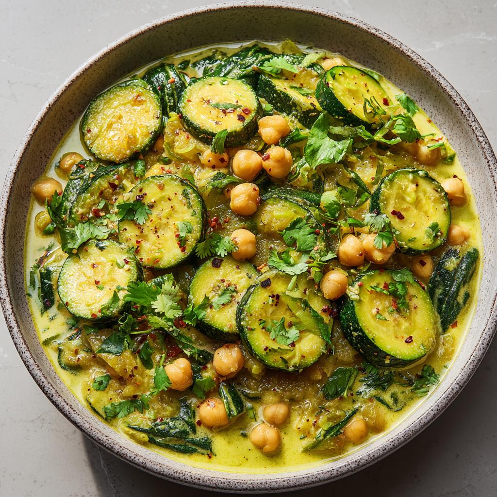 Curry Vert de Courgettes et Pois Chiches