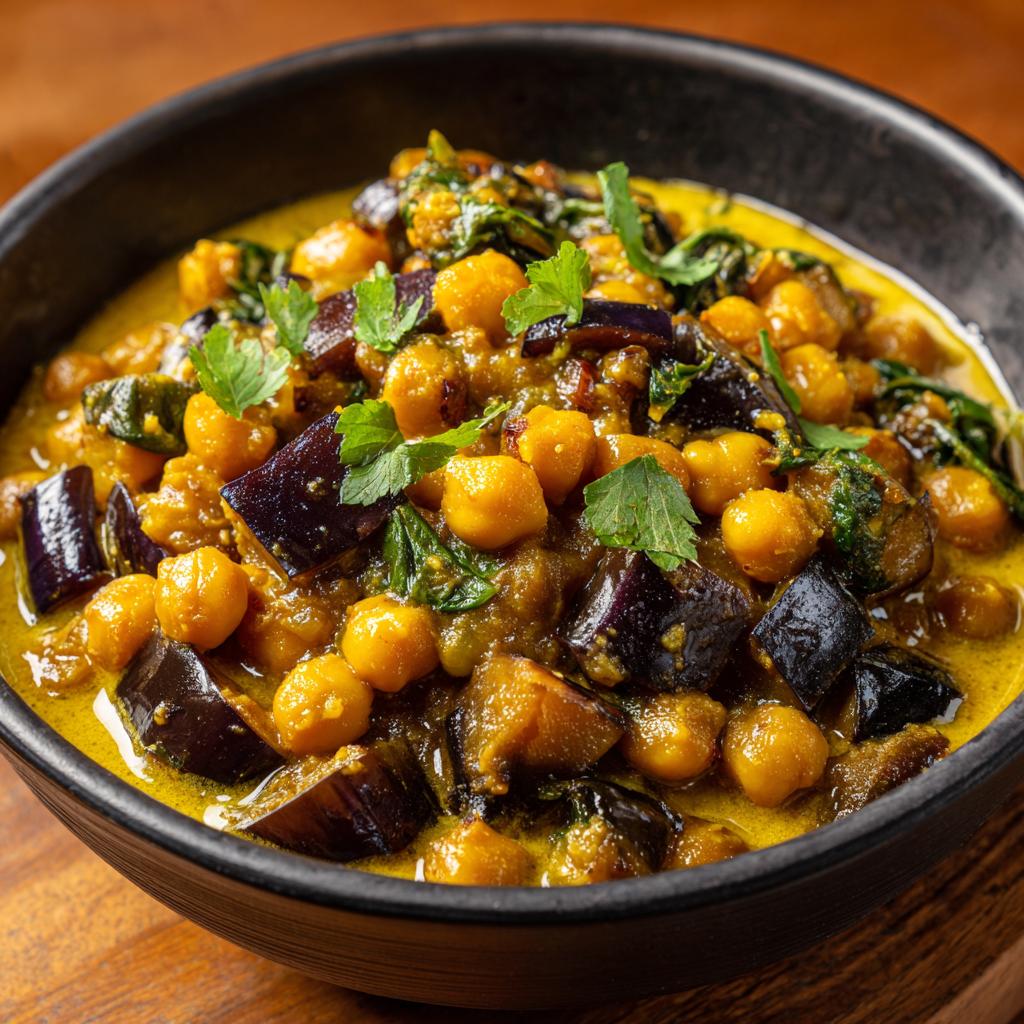 Curry de Pois Chiches et Aubergines aux Raisins - detail 1