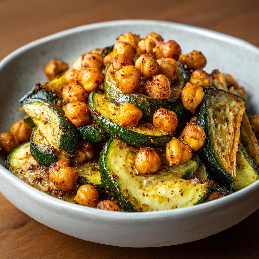 Pois chiches rôtis et courgettes