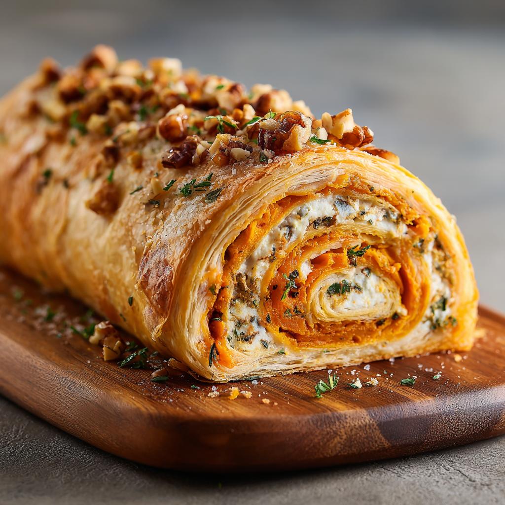 Rouleau de Courge Butternut, Fromage de Chèvre et Noix