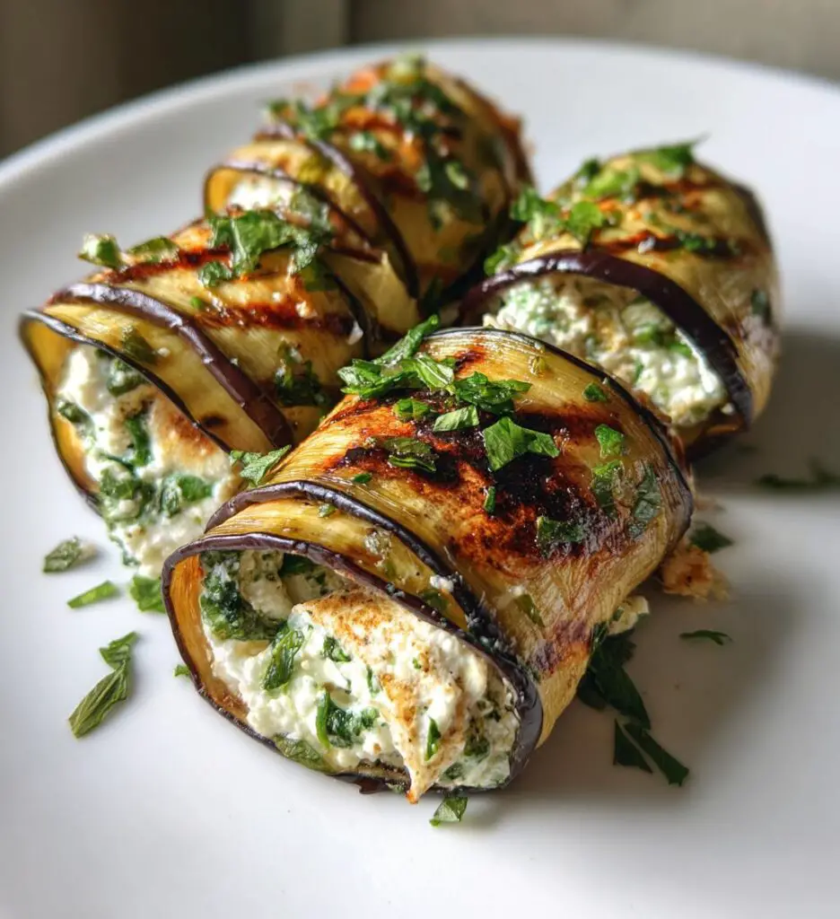 Rouleaux d'Aubergines Grillées à la Ricotta et aux Herbes