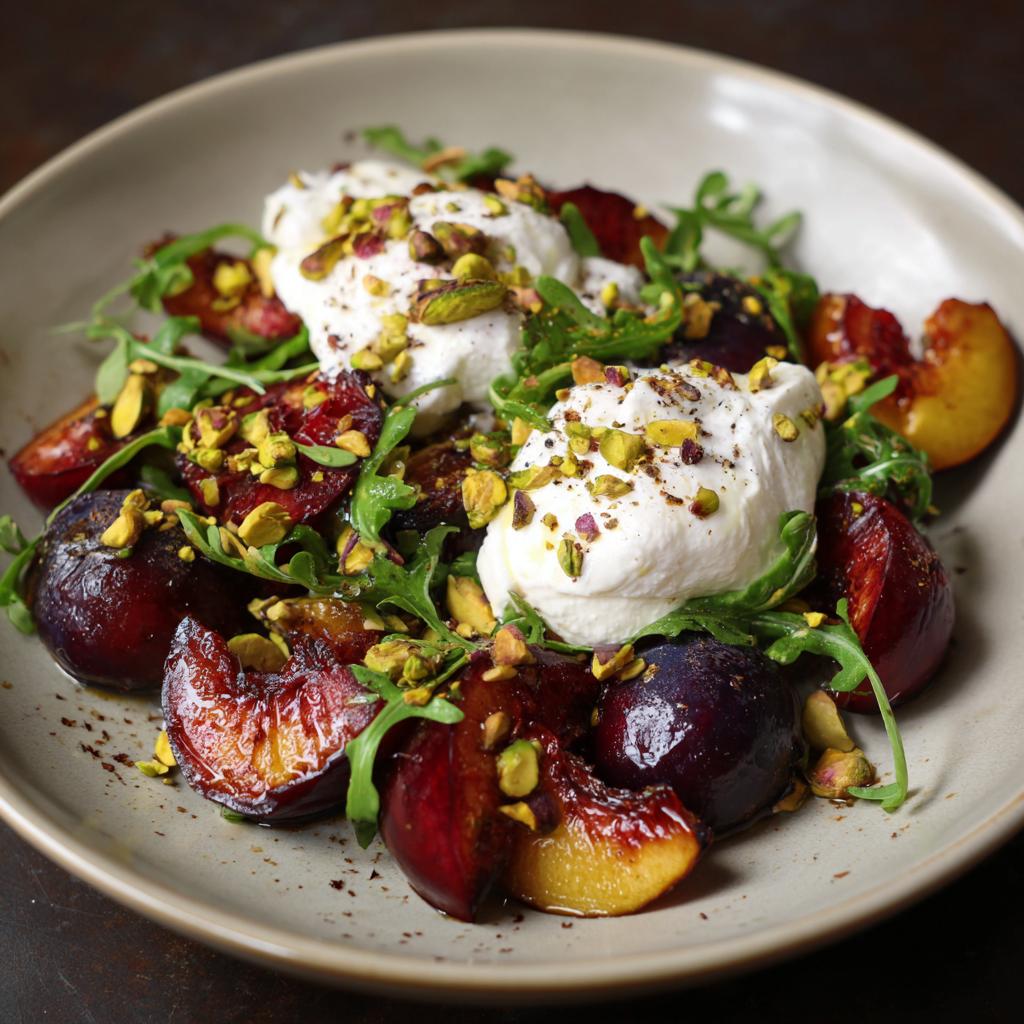 Salade de Prunes Rôties avec Burrata et Pistaches - detail 1