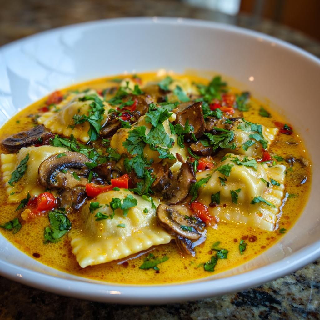 Soupe de Raviolis au Curry Thaï
