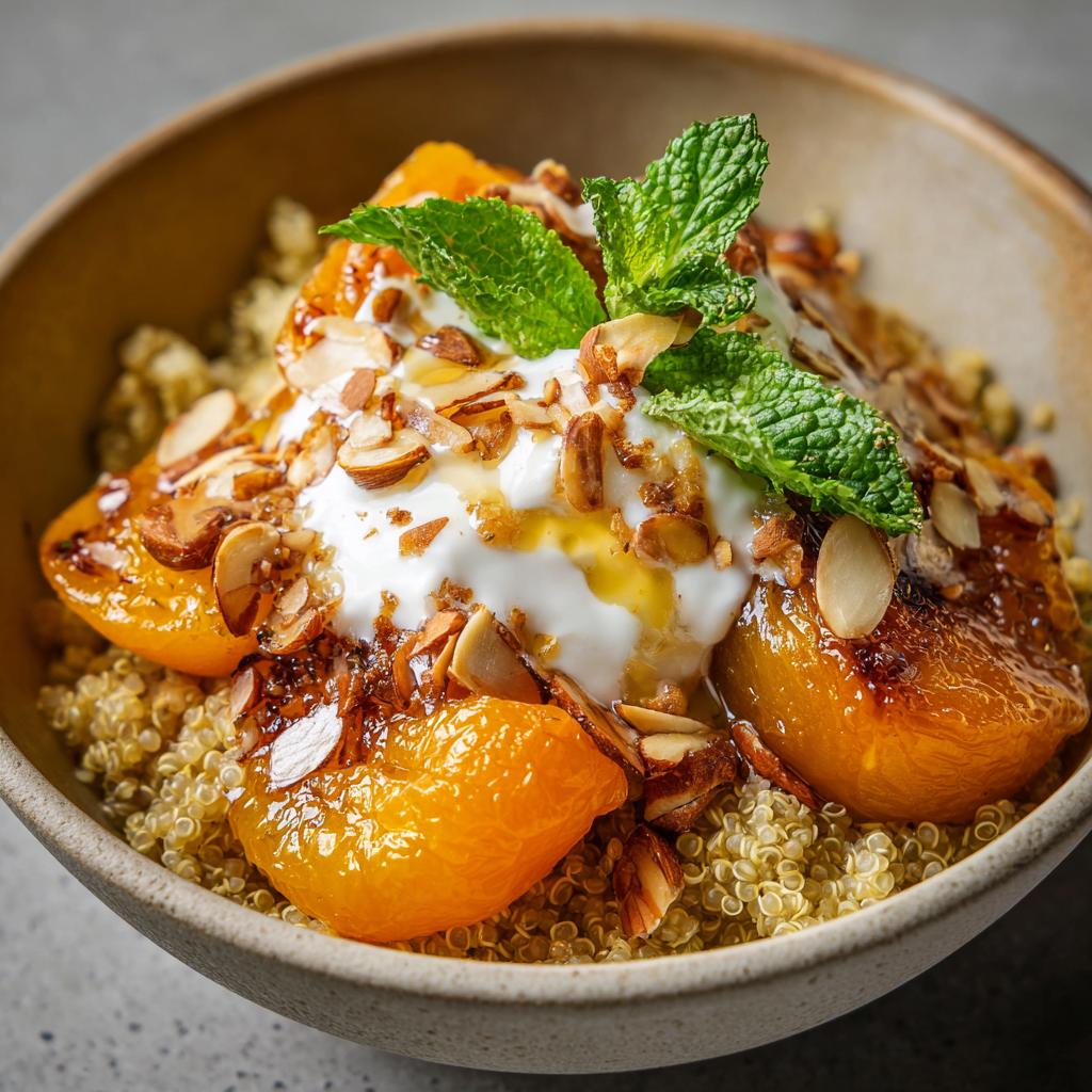 Bol de Quinoa aux Abricots Rôtis avec Yaourt