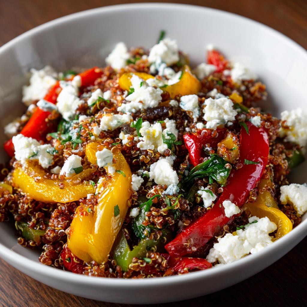 Bol de Quinoa aux Poivrons, Fromage de Chèvre et Citron