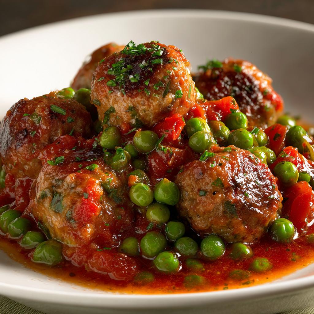 Boulettes de Viande aux Pois et Tomates