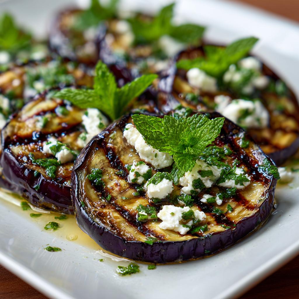 Carpaccio d'Aubergine Grillé avec Feta et Menthe