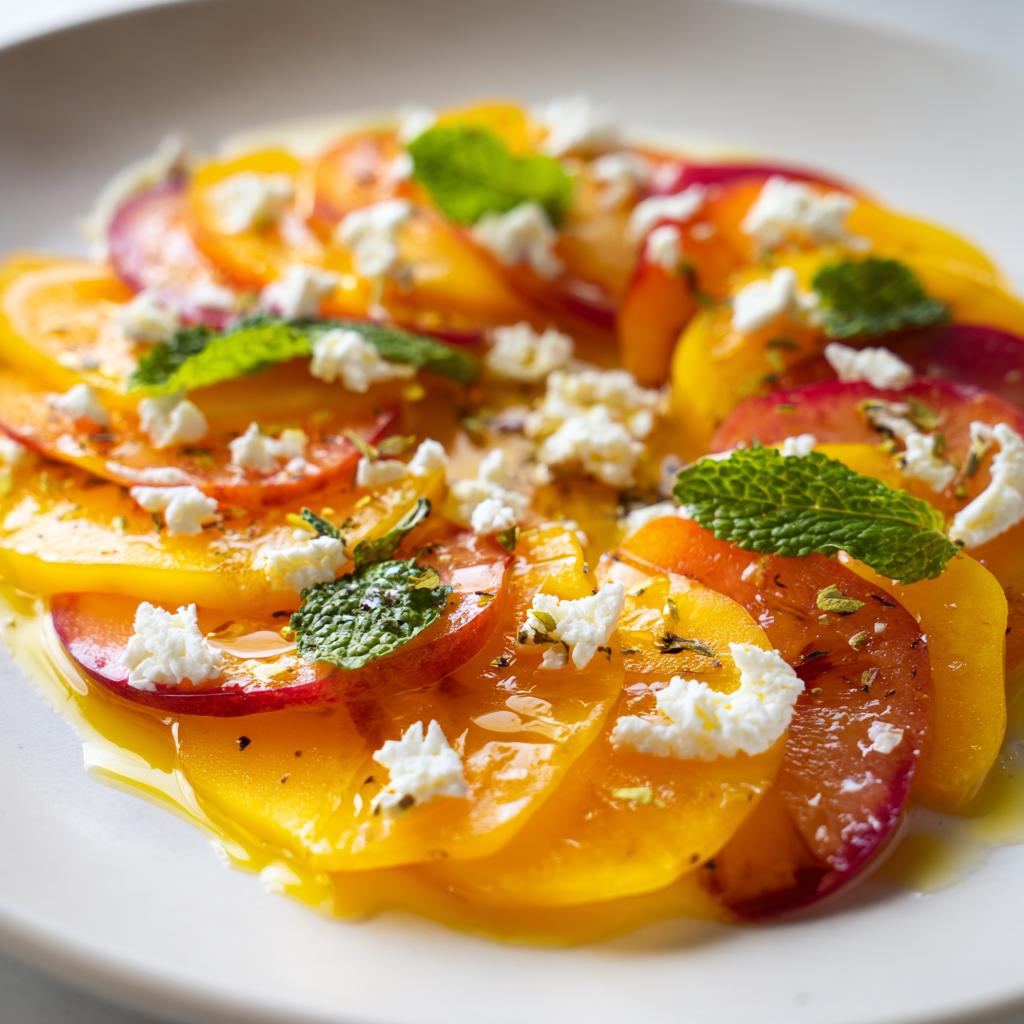 Carpaccio de Nectarines au Fromage de Chèvre et Miel de Lavande - detail 1