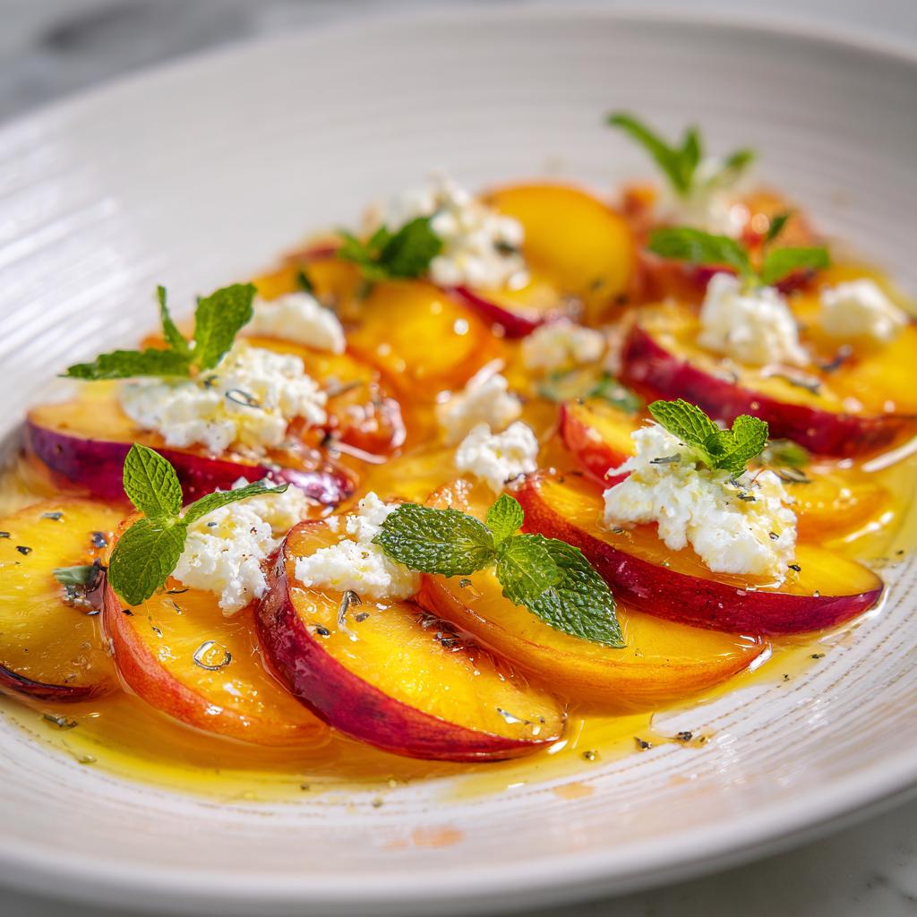 Carpaccio de Nectarines au Fromage de Chèvre et Miel de Lavande
