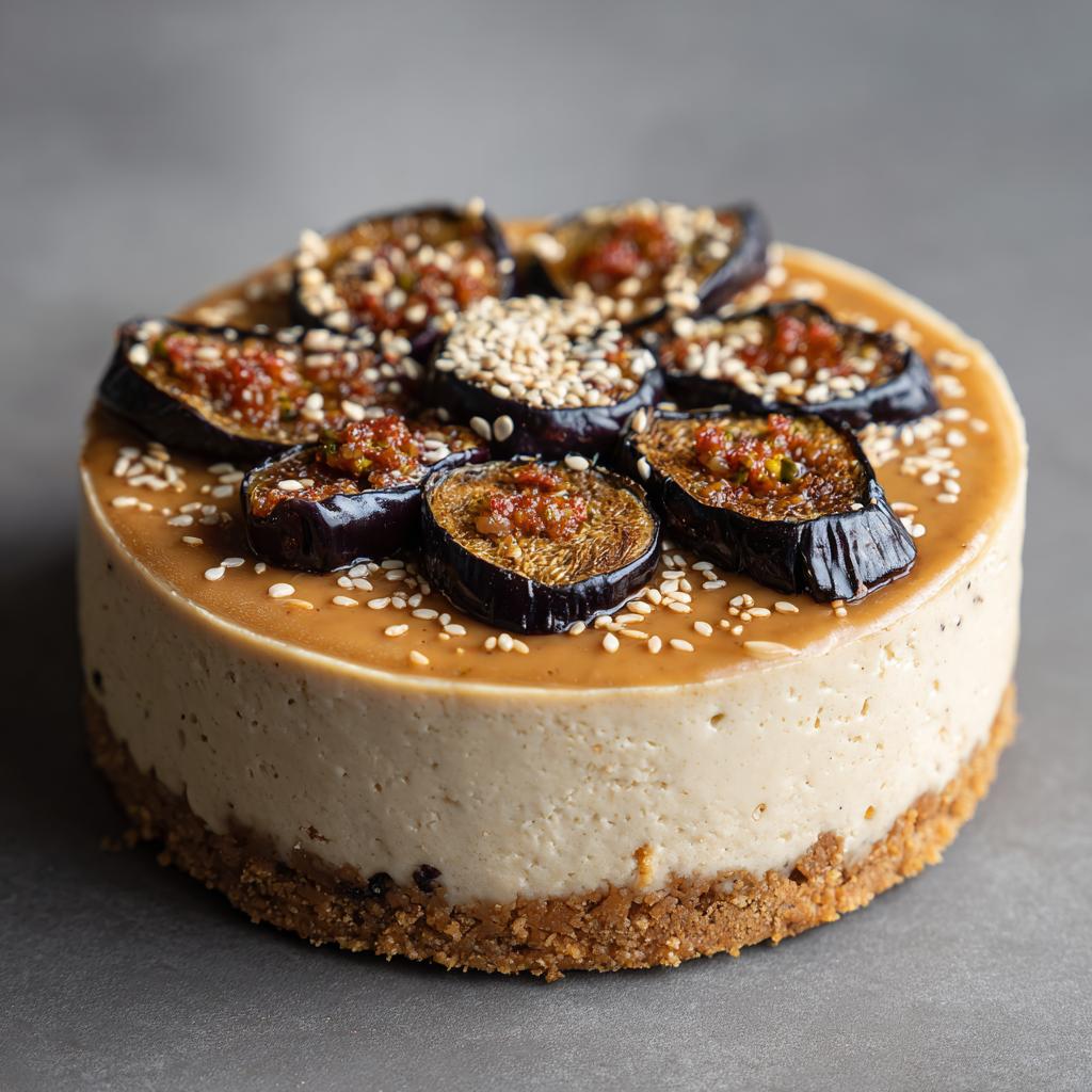Cheesecake Salé à l'Aubergine, Tahini et Sésame - detail 1