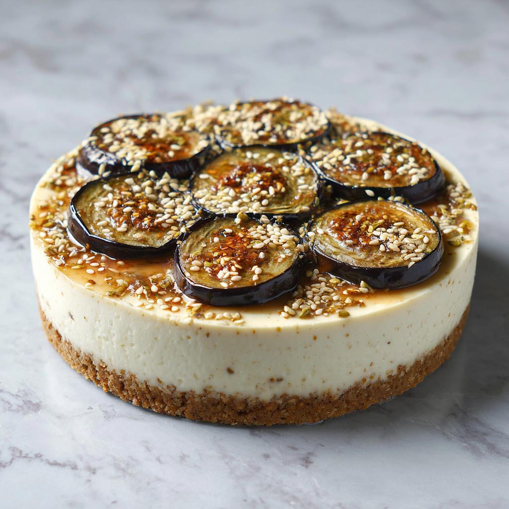 Cheesecake Salé à l'Aubergine, Tahini et Sésame