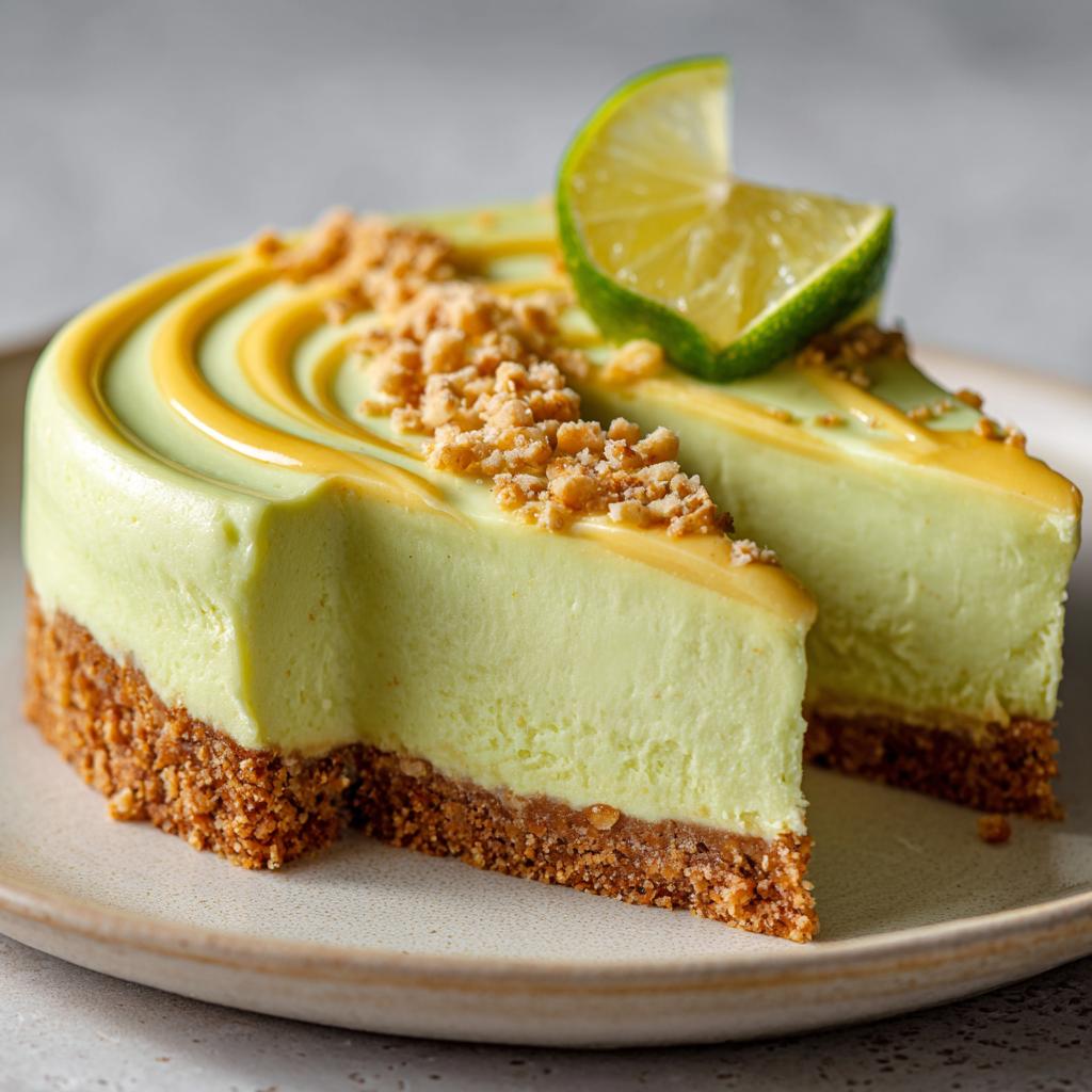 Cheesecake à l'Avocat, à la Mangue et aux Noisettes