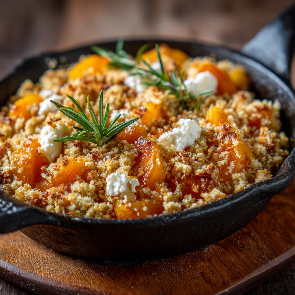 Crumble aux Abricots, Romarin et Fromage de Chèvre