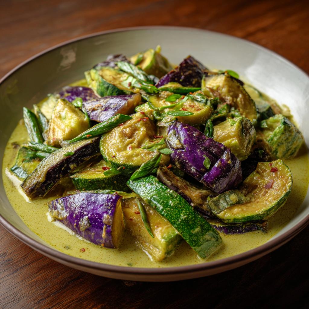 Curry Blanc aux Aubergines et Courgettes