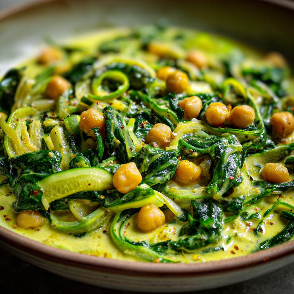 Curry de Épinards, Courgettes et Pois Chiches