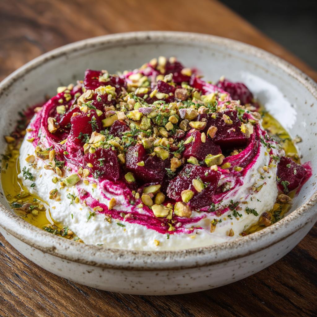 Feta Battue avec Betteraves et Pistaches