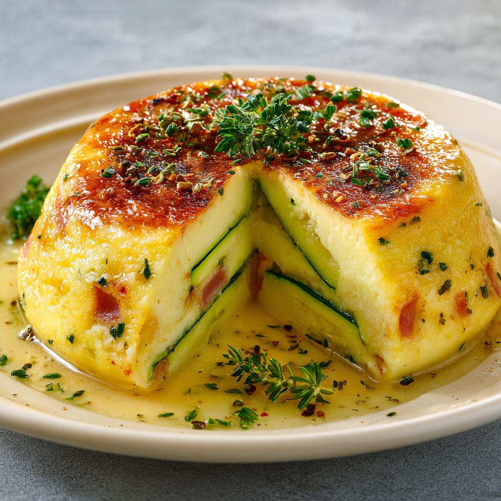 Flan léger aux courgettes, jambon et mozzarella - detail 1