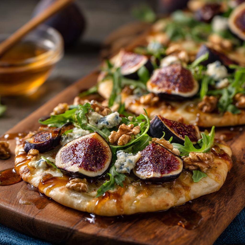 Focaccias aux Figues Cuites, Miel et Fromage Bleu