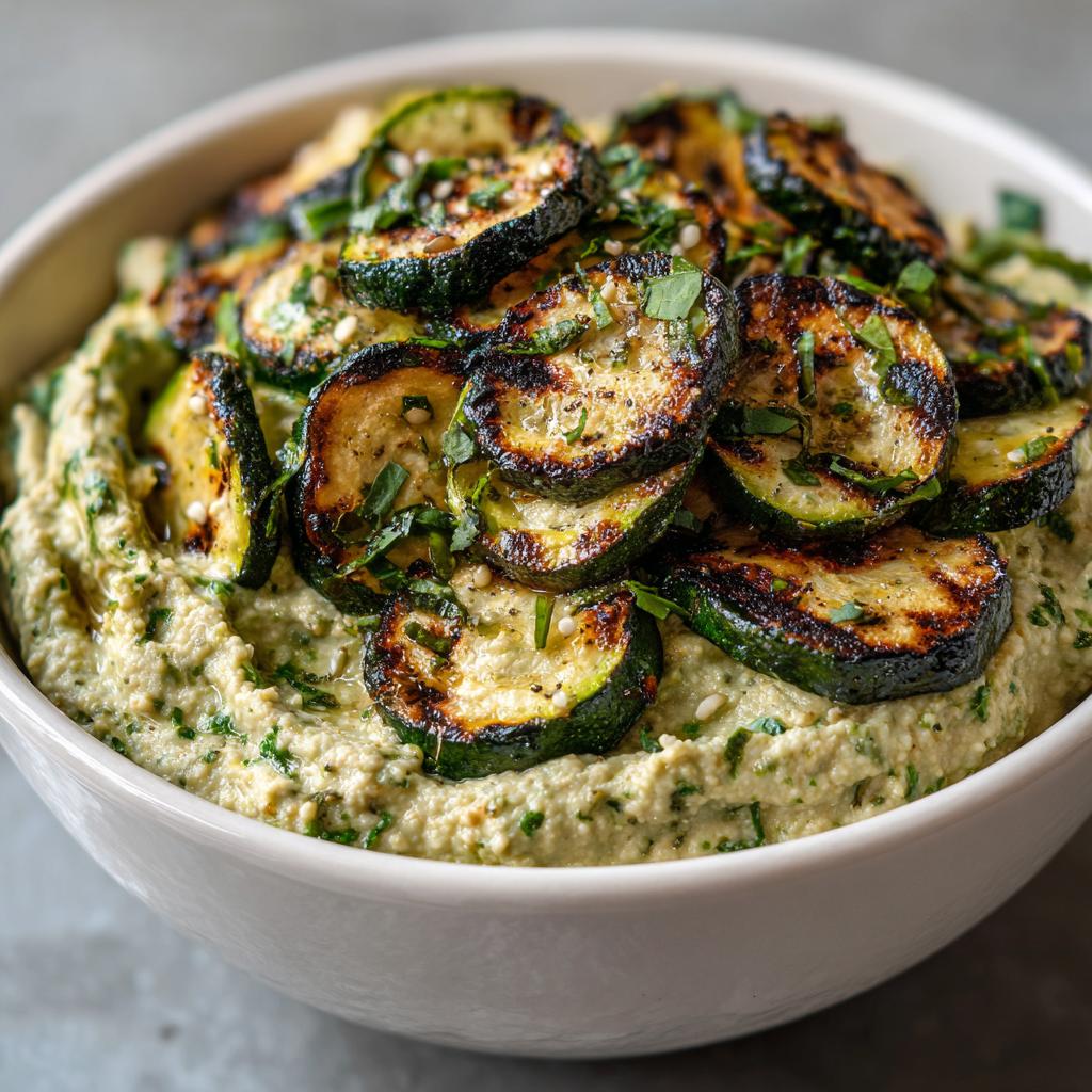 Houmous de Courgettes Grillées à l'Ail Rôti et au Basilic