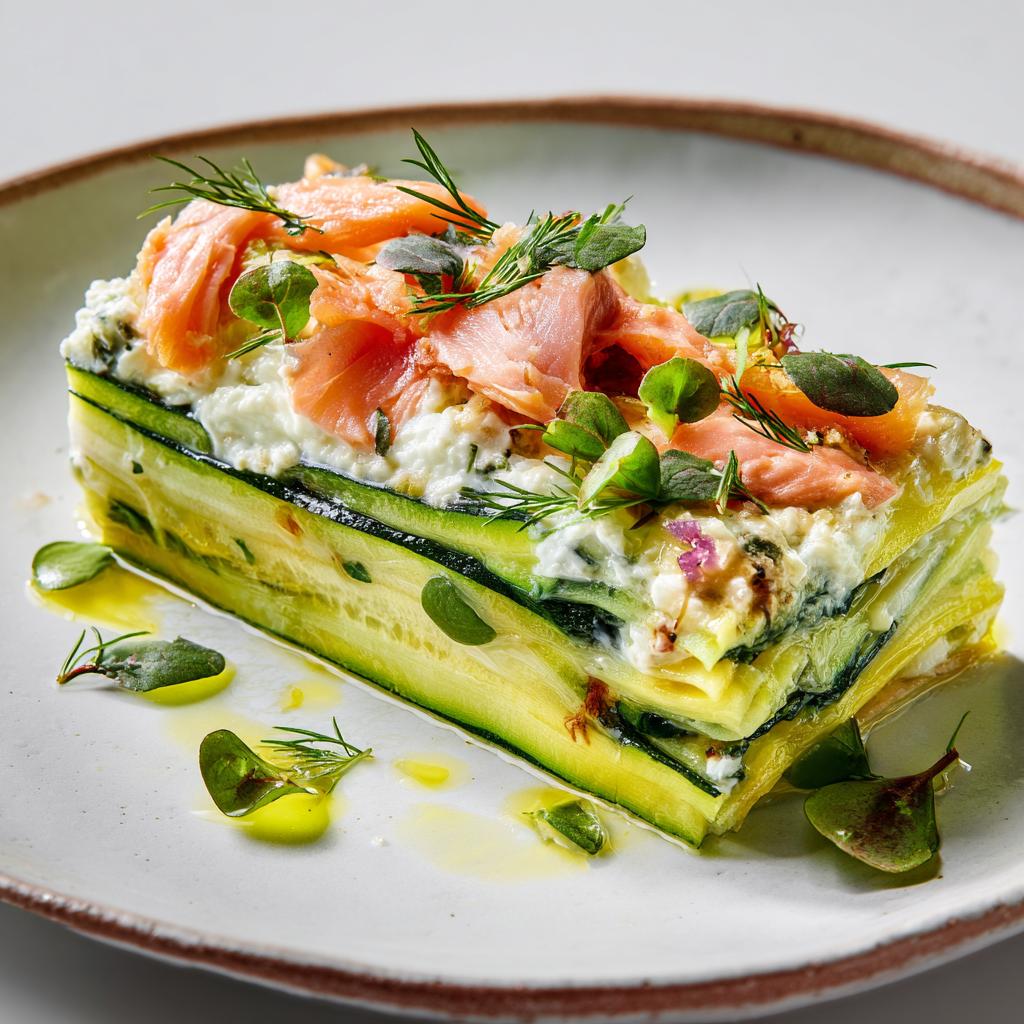 Lasagne de Courgettes Froides au Truite Fumée