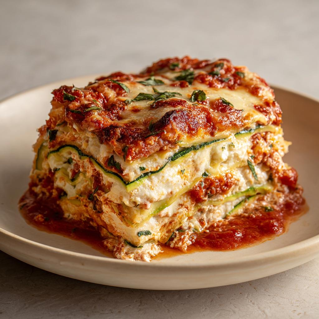 Lasagne légère aux courgettes, ricotta et basilic