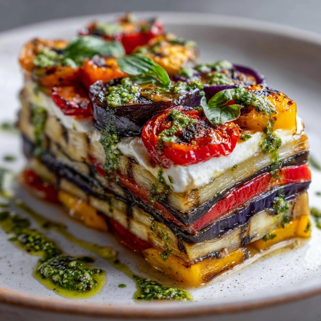 Millefeuille de Légumes Grillés avec Burrata et Pesto - detail 1