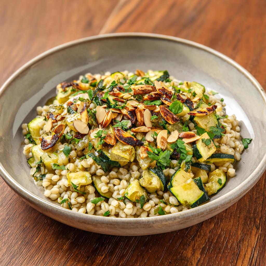 Orge Perle aux Courgettes et Amandes Grillées