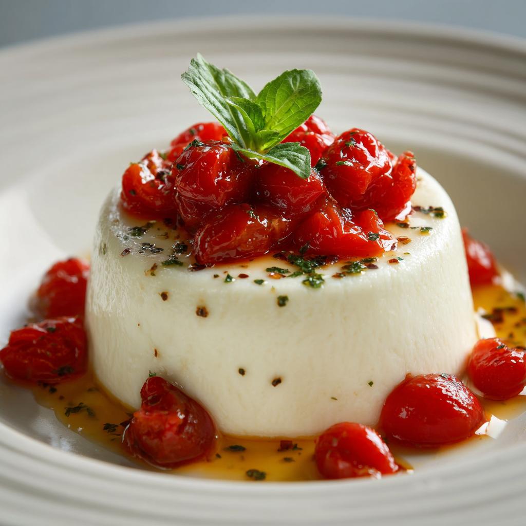 Panna Cotta Savoureuse aux Tomates, Basilic et Mozzarella - detail 1