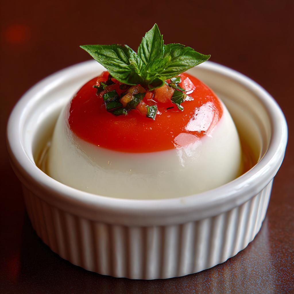 Panna Cotta Savoureuse aux Tomates, Basilic et Mozzarella - detail 2