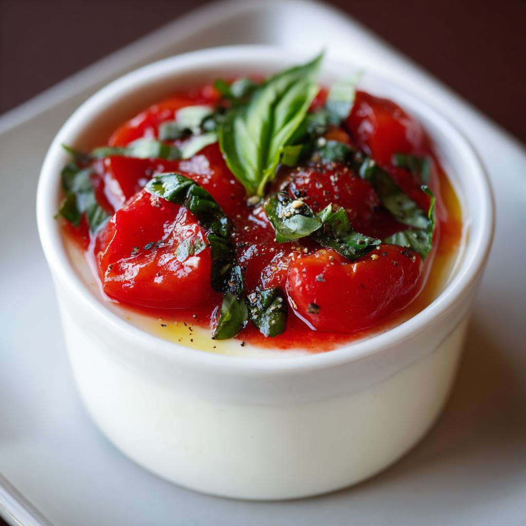 Panna Cotta Savoureuse aux Tomates, Basilic et Mozzarella