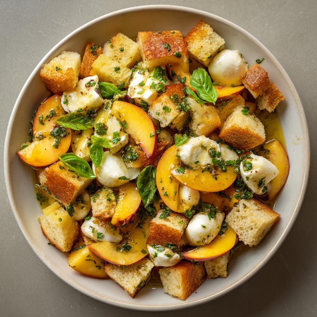 Panzanella aux Pêches Jaunes, Basilic et Mozzarella - detail 1