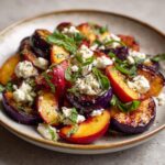 Poêlée Aubergine Nectarine Chèvre Basilic