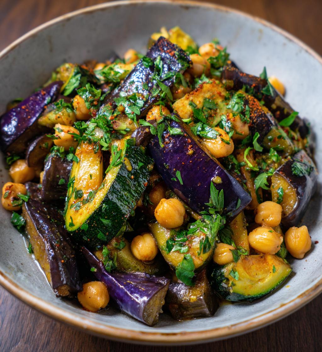Poêlée d'Aubergines, Courgettes, et Pois Chiches - detail 1