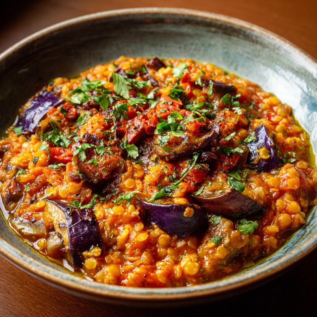 Ragoût de Lentilles Corail et Aubergine