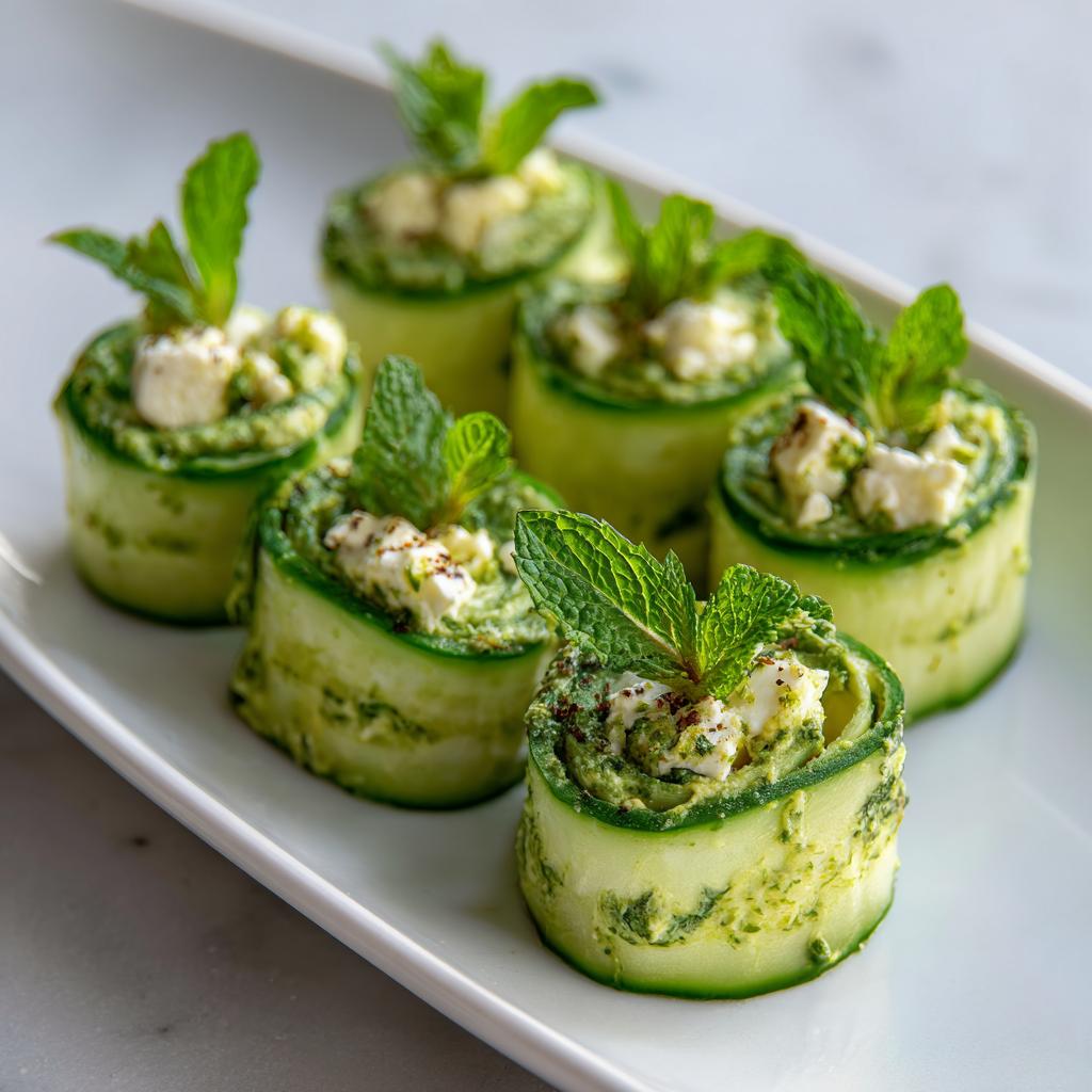 Rouleaux de Concombre au Fromage de Chèvre et Pesto - detail 1