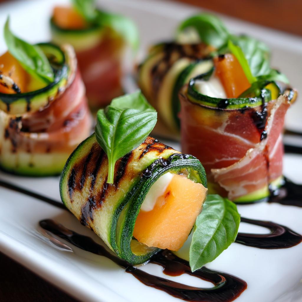 Rouleaux de Courgettes Grillées au Prosciutto, Melon et Mozzarella - detail 1