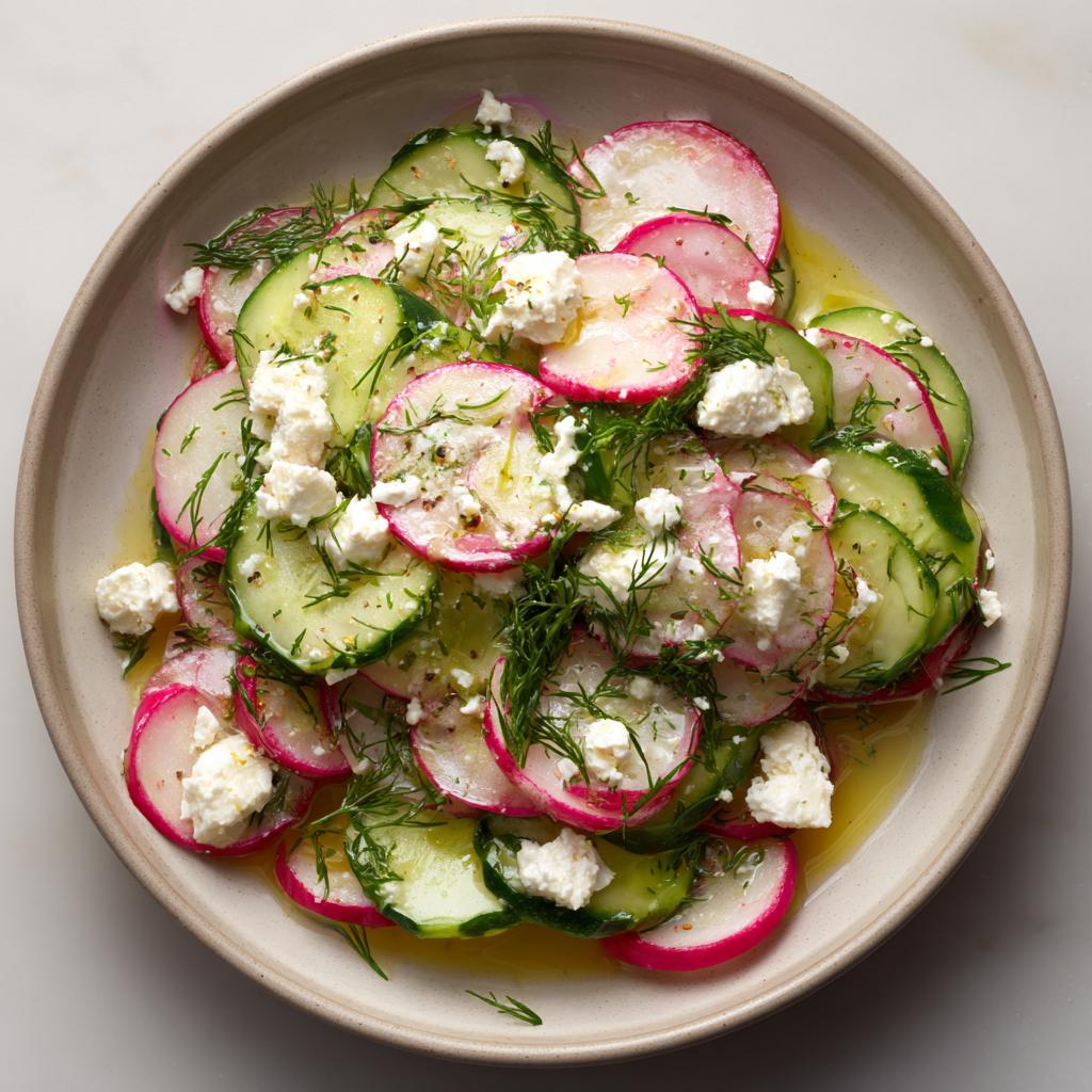 Salade Croquante de Radis, Concombre et Feta