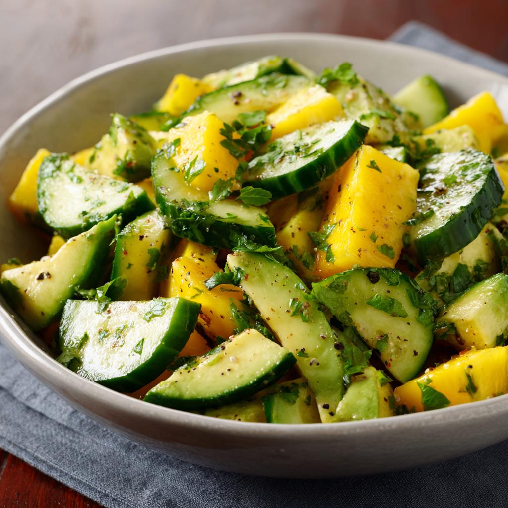 Salade Exotique de Concombre, Mangue et Avocat