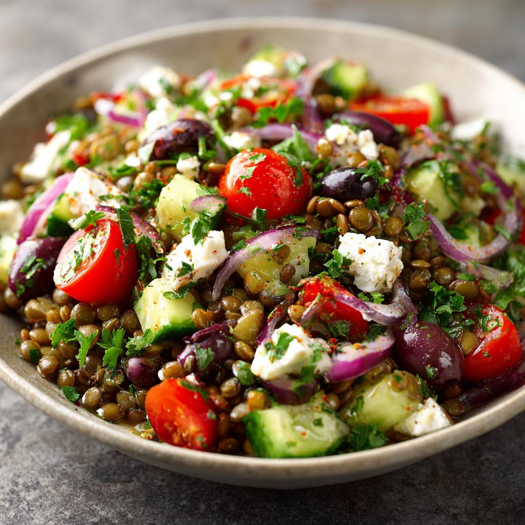 Salade Lentilles Fraîches Façon Grecque