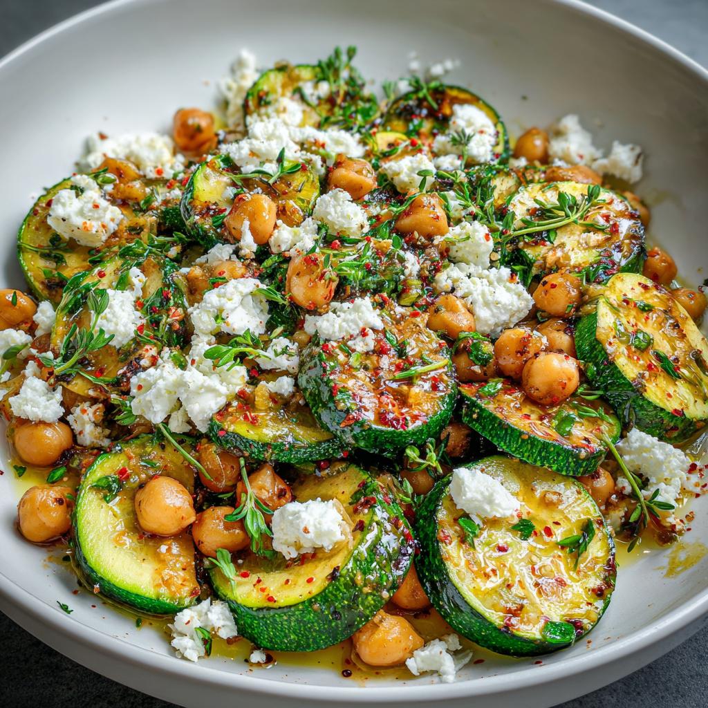 Salade Tiède de Pois Chiches, Courgettes et Feta