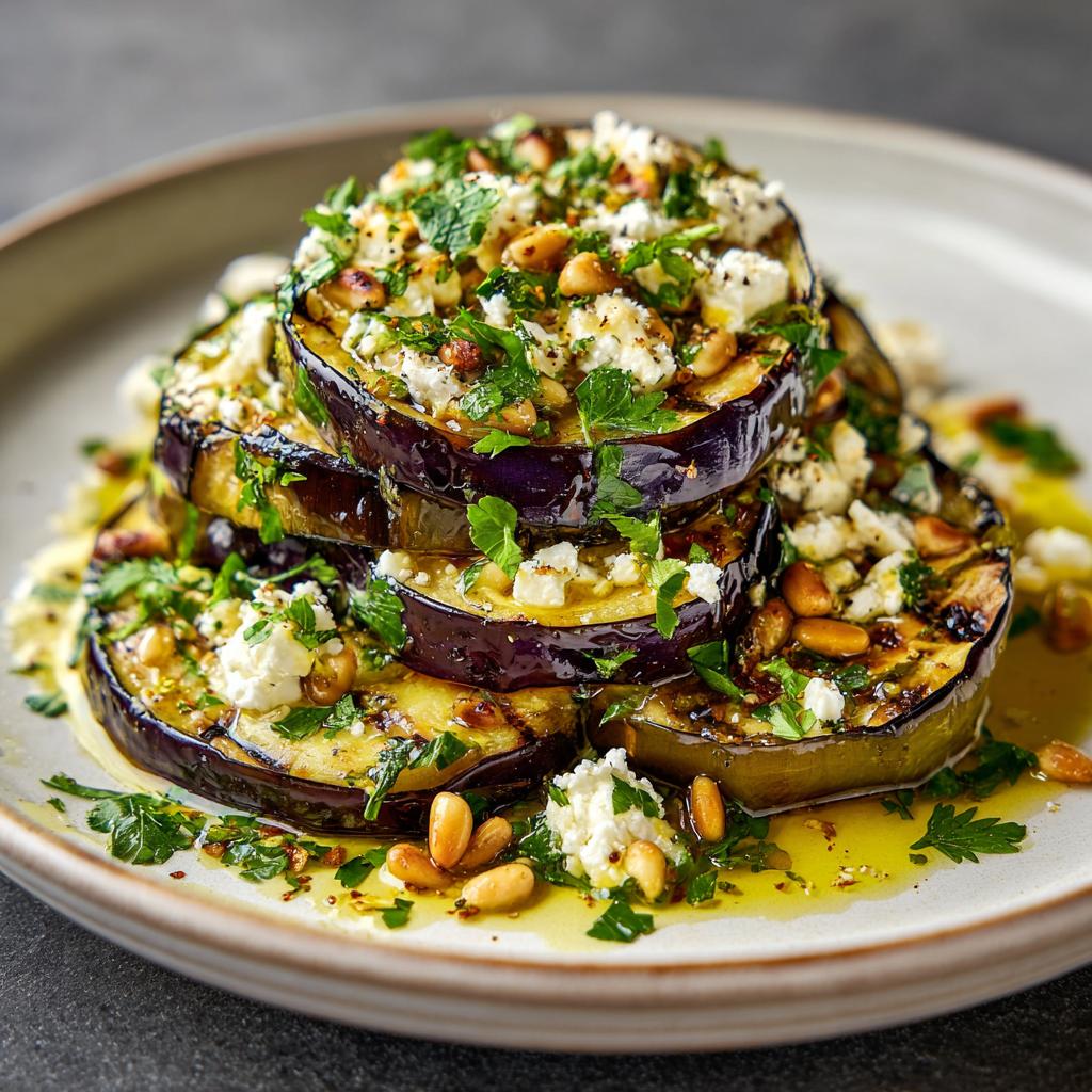 Salade d'Aubergines Grillées avec Feta et Pignons de Pin - detail 1