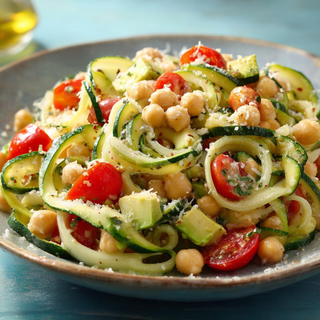 Salade de Courgettes Crues aux Pois Chiches et Avocat