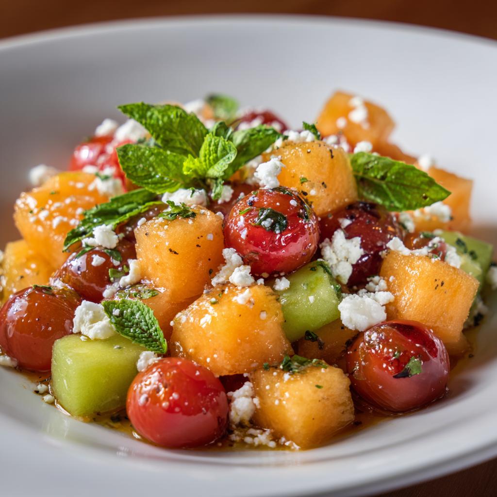 Salade de Melon Chaud et Tomates Rôties