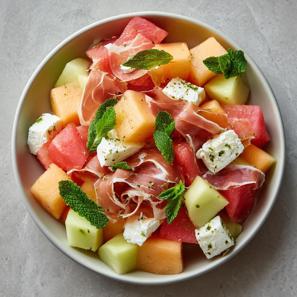 Salade de Melon, Feta et Prosciutto