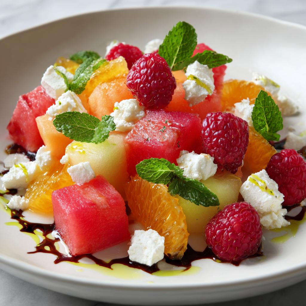Salade de Melon, Framboises, Feta et Orange - detail 1