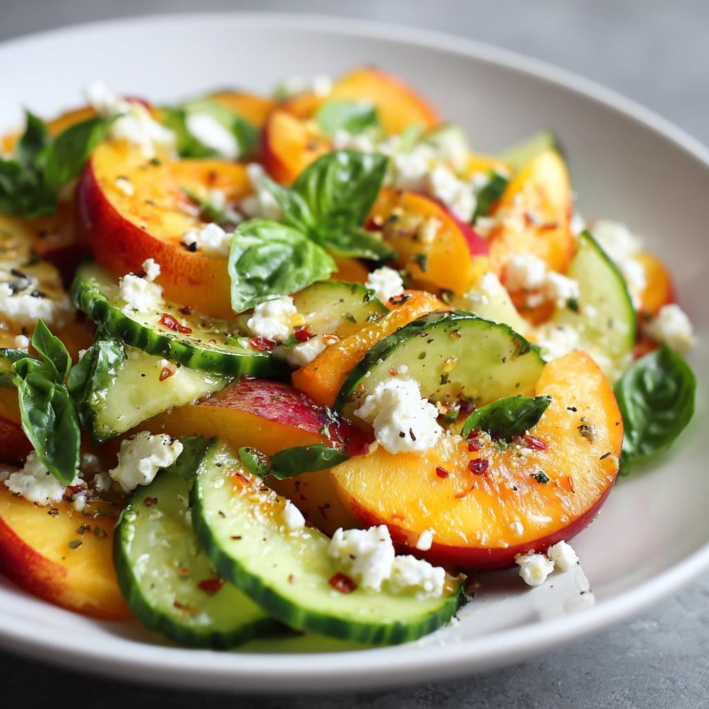 Salade de Nectarines, Concombre, Feta et Basilic - detail 1