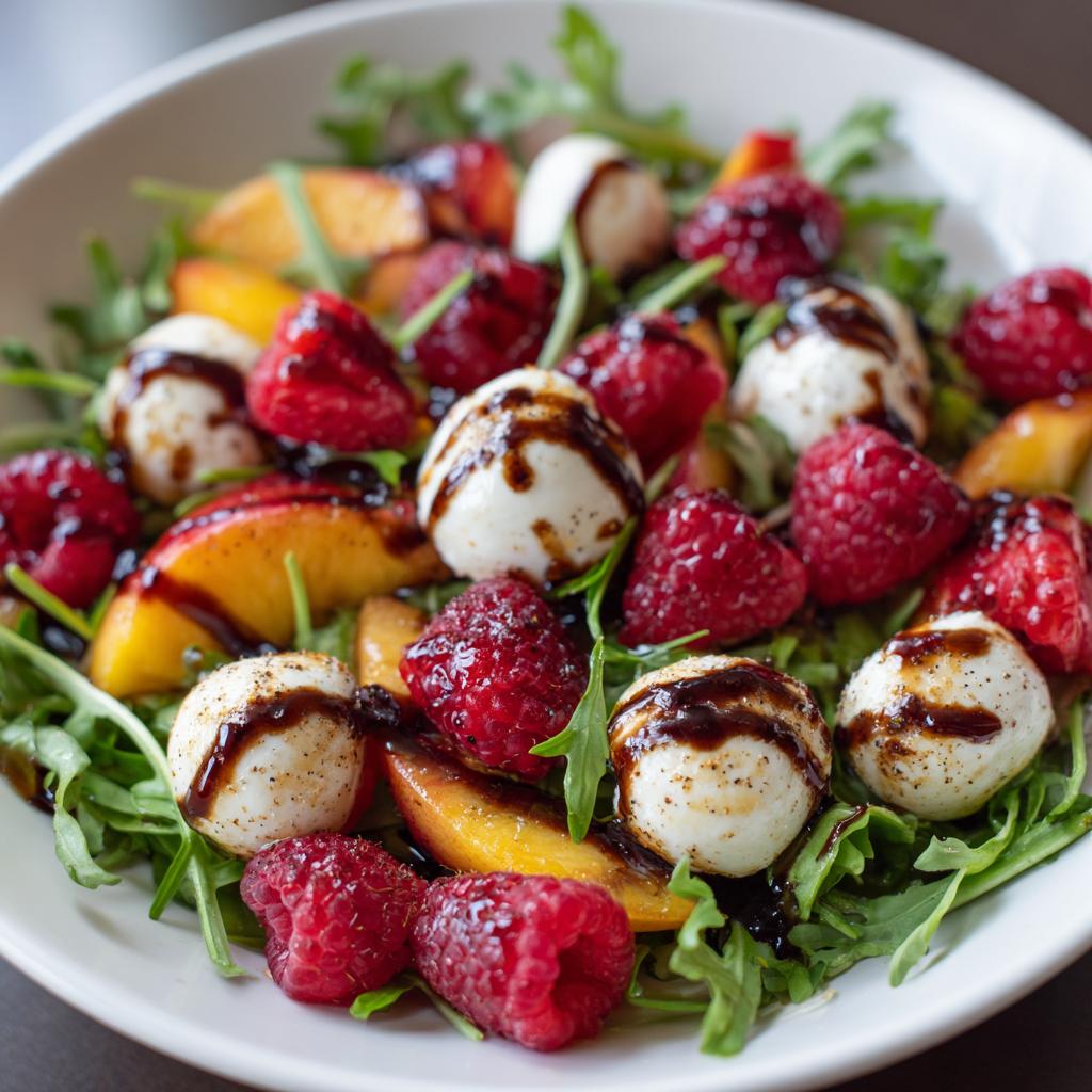 Salade de Nectarines, Framboises et Mozzarella - detail 1