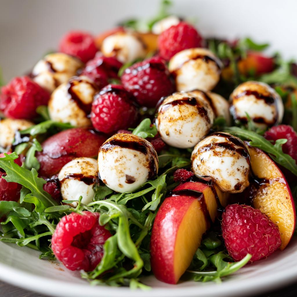 Salade de Nectarines, Framboises et Mozzarella